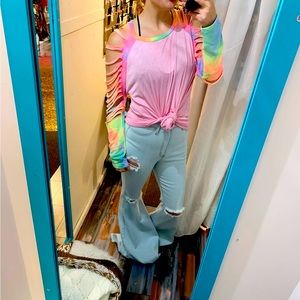 Super soft cutout tie dye top size small